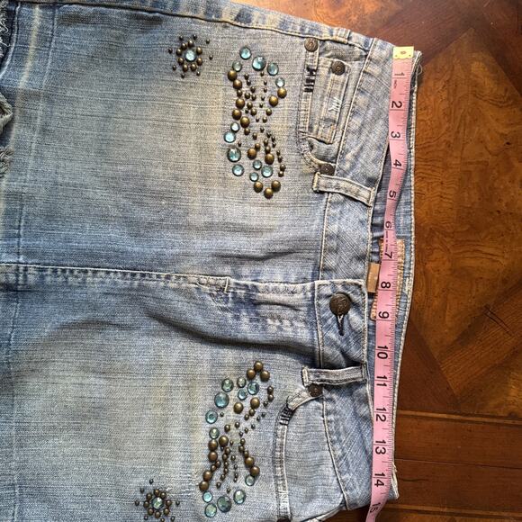 Candies Denim Mini Skirt Embellished Studs And Rinestone - Picture 6 of 13